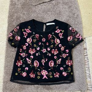 Zara Floral breaded crop top S